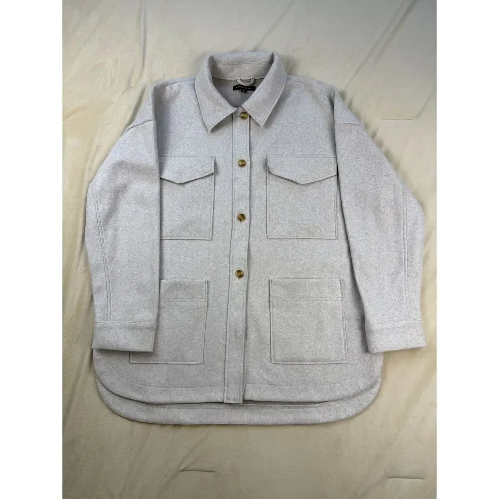 Banana Republic Men’s Large Light Gray Fleece Shirt Jacket Shacket 4 Pocket
